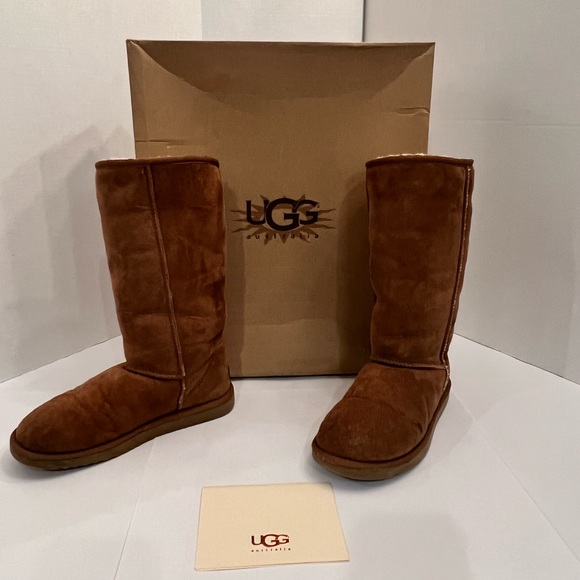 Ugg Chestnut Classic Tall women’s shearling boots, size 8 (style 5815). - Picture 6 of 11